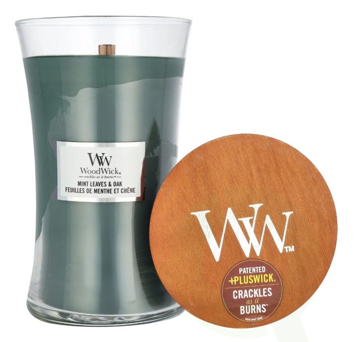 WoodWick Mint Leaves & Oak Large Hourglass Candle 0 i gruppen SKÖNHET & HÄLSA / Doft & Parfym / Övrig doft / Doftljus hos TP E-commerce Nordic AB (D16765)