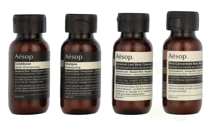 AESOP Arrival Travel Kit 200 ml Shampoo 50ml/Conditioner 50ml/Body Cleanser 50ml/Body Balm 50ml i gruppen SKÖNHET & HÄLSA / Presentkit / Presentkit För Henne hos TP E-commerce Nordic AB (D16790)