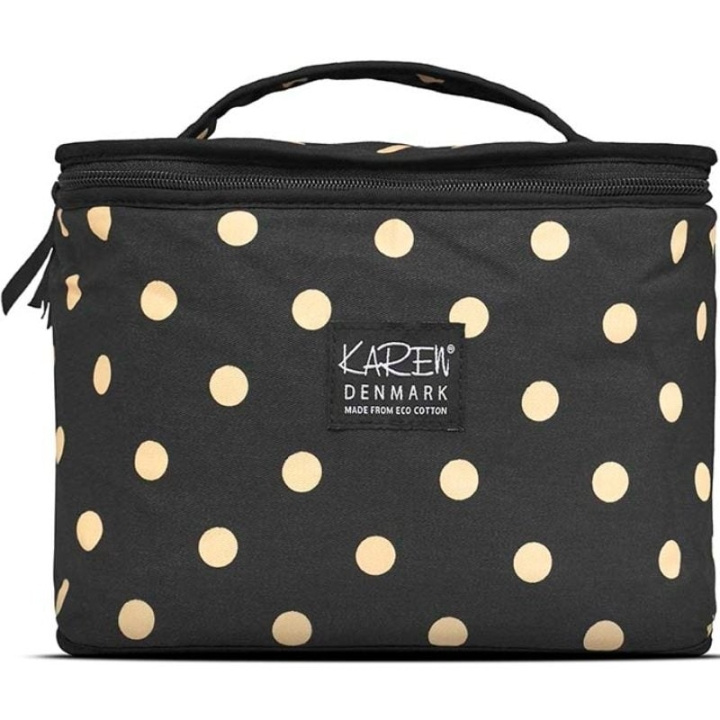 Karen Denmark - Beauty Box ECO Cotton - Black With Beige Dots i gruppen HEM, HUSHÅLL & TRÄDGÅRD / Badrum / Necessärer hos TP E-commerce Nordic AB (D16835)