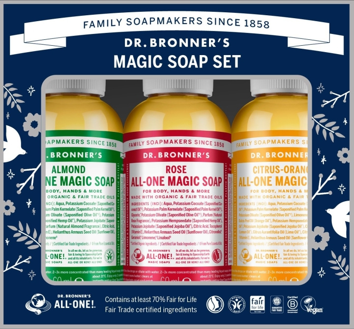Dr. Bronner\'s Dr. Bronner\'s - Presentask med magisk tvål i gruppen SKÖNHET & HÄLSA / Hudvård / Kroppsvård / Bad & Duschcreme hos TP E-commerce Nordic AB (D16862)