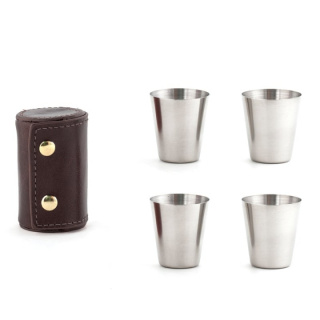 Kikkerland Shotglas med läderfodral