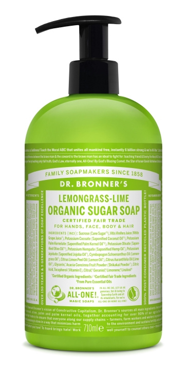 Dr. Bronner\'s Dr. Bronner\'s - Ekologisk Sockertvål Citrongräs Lime 710 ml i gruppen SKÖNHET & HÄLSA / Hudvård / Kroppsvård / Bad & Duschcreme hos TP E-commerce Nordic AB (D17341)