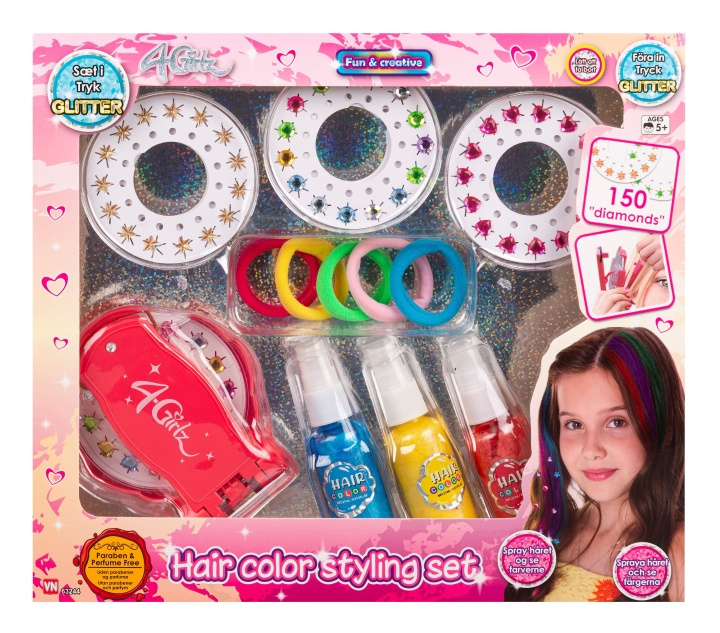 4-Girlz Hårdekorationsset med hårspray (63244) i gruppen SKÖNHET & HÄLSA / Hår & Styling / Håraccessoarer hos TP E-commerce Nordic AB (D17520)