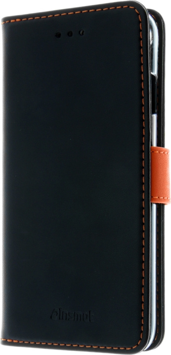 Insmat Exclusive Flip Case Plånboksfodral till iPhone 6 / 6s / 7 / 8 / SE, svart / orange i gruppen SMARTPHONE & SURFPLATTOR / Mobilskydd / Apple / iPhone 6 Plus/6S Plus hos TP E-commerce Nordic AB (D17840)