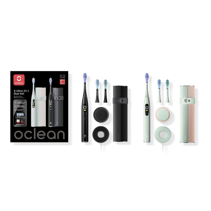 Oclean Elektrisk Tandborste X Ultra 20 S Duo Set Grön+Svart i gruppen SKÖNHET & HÄLSA / Munvård / Eltandborstar hos TP E-commerce Nordic AB (D18135)