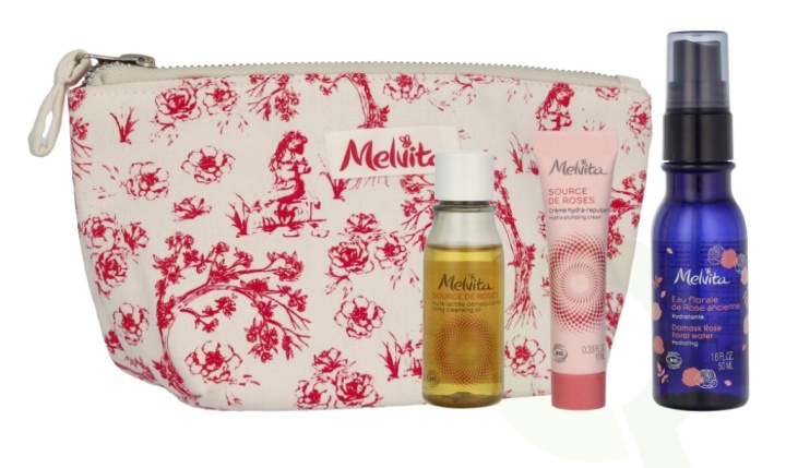 Melvita Essentials Set 90 ml Cleansing Oil 30ml/Hydra-Plumping Cream 10ml/Old Rose Floral Water 50ml/3x Reusable Cottons i gruppen SKÖNHET & HÄLSA / Presentkit / Presentkit För Henne hos TP E-commerce Nordic AB (D18299)