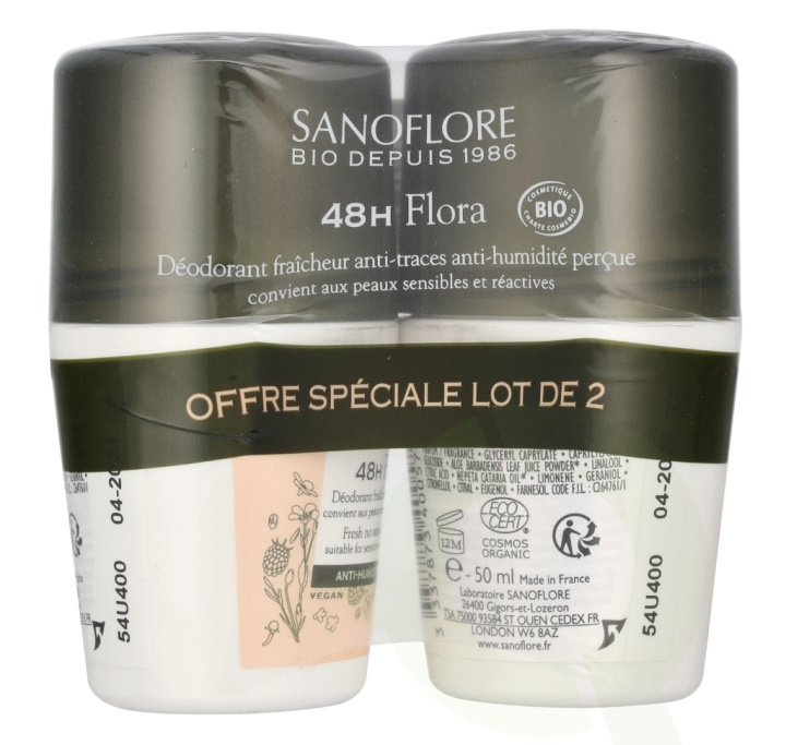 Sanoflore 48H Flora Deodorant Duo Set 100 ml 2x50ml i gruppen SKÖNHET & HÄLSA / Doft & Parfym / Deodorant / Deo för henne hos TP E-commerce Nordic AB (D18344)