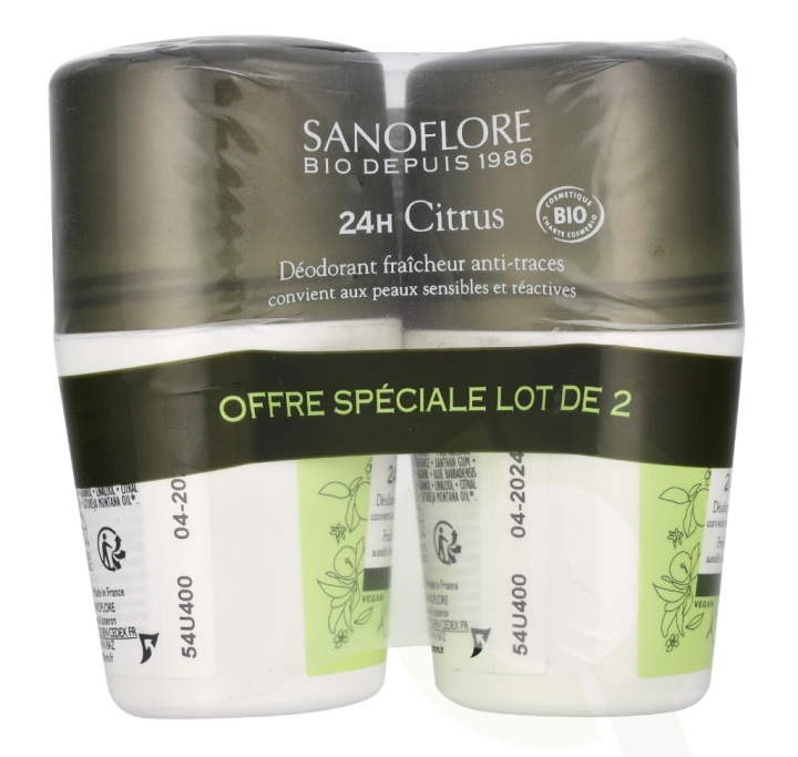 Sanoflore 24H Citrus Deodorant Duo Set 100 ml 2x50ml i gruppen SKÖNHET & HÄLSA / Doft & Parfym / Deodorant / Deo för henne hos TP E-commerce Nordic AB (D18345)