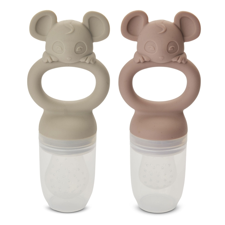 Nuuroo Lauge fruktpip i silikon - Woodrose/cobblestone - 4 mdr.+ - 2-pack i gruppen LEKSAKER, BARN- & BABYPRODUKTER / Babysaker / Nappar & Bitringar hos TP E-commerce Nordic AB (D18674)