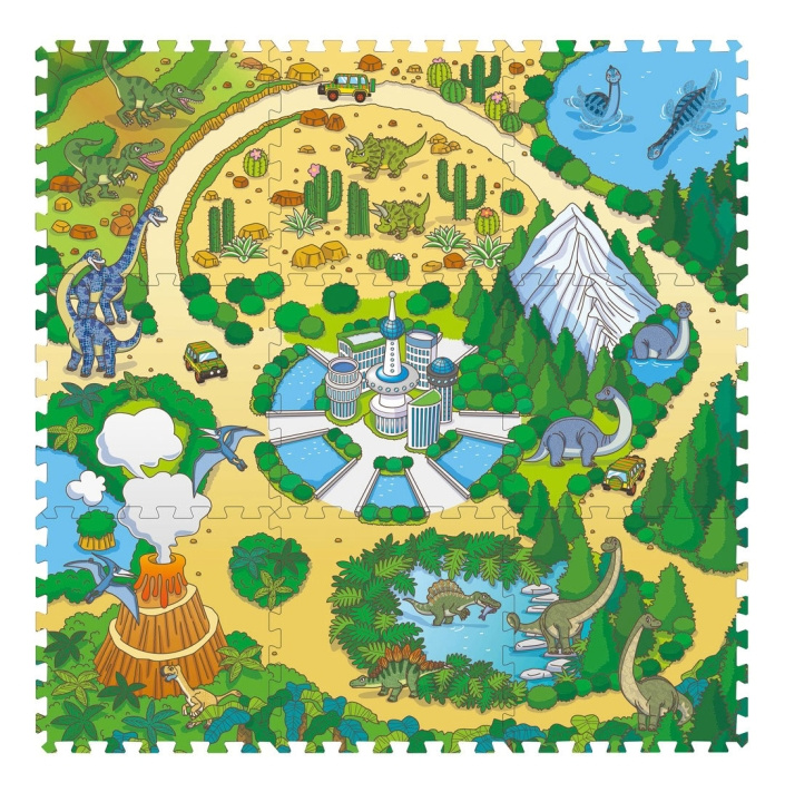 Magni Golvpussel med dino park - 9 skumplattor i gruppen LEKSAKER, BARN- & BABYPRODUKTER / Leksaker / Barnpussel hos TP E-commerce Nordic AB (D18708)