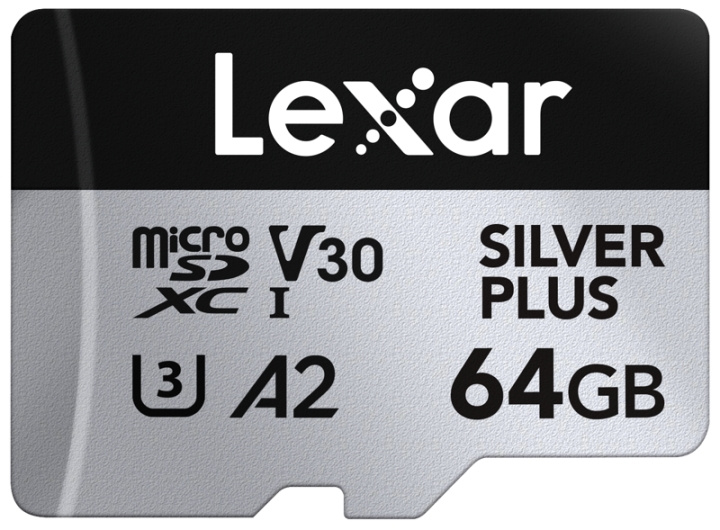 Lexar microSDXC Professional SILVER Plus UHS-I/U3/A2/4K R205/W100 (V30) - 64GB i gruppen HEMELEKTRONIK / Lagringsmedia / Minneskort / SD/SDHC/SDXC hos TP E-commerce Nordic AB (D18777)