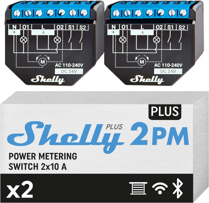 Shelly Plus 2PM (Dual Pack) - Förbättra upplevelsen av ditt smarta hem i gruppen HEM, HUSHÅLL & TRÄDGÅRD / Smarta hem / Smarta hem-system hos TP E-commerce Nordic AB (D18804)