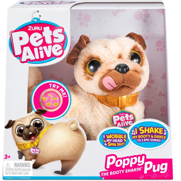 Pets Alive Pug-S1 Mops (9521) i gruppen LEKSAKER, BARN- & BABYPRODUKTER / Babyleksaker / Gosedjur hos TP E-commerce Nordic AB (D18816)
