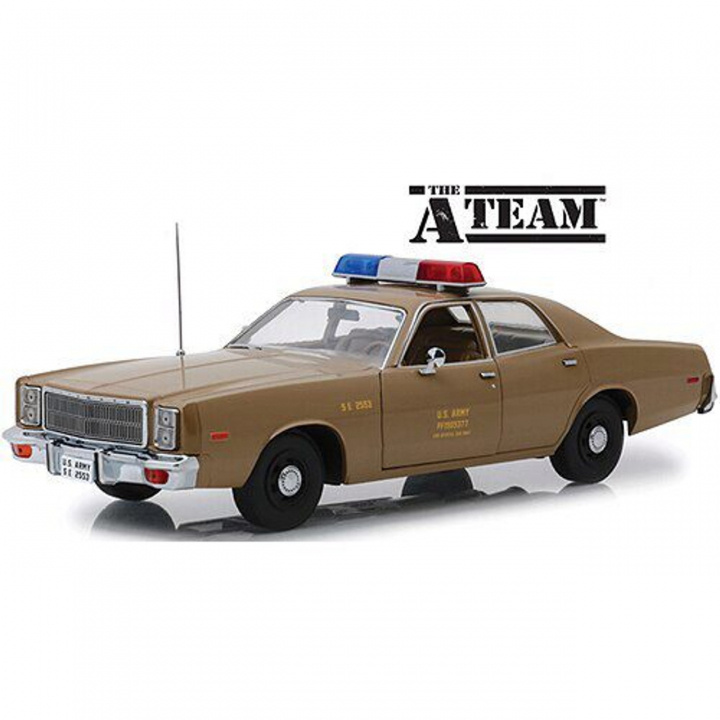 Greenlight Collectibles - 1/18 The A-Team (1983-87 TV) - 1977 Plymouth Fury US Army Police i gruppen SPORT, FRITID & HOBBY / Hobby / Plastmodeller / Bilar hos TP E-commerce Nordic AB (D18865)