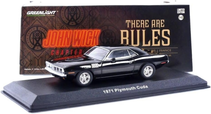 Greenlight Collectibles 1/43 John Wick 4 - 1971 Plymouth Cuda i gruppen LEKSAKER, BARN- & BABYPRODUKTER / Radiostyrt / Bilbanor / Bilar hos TP E-commerce Nordic AB (D18867)
