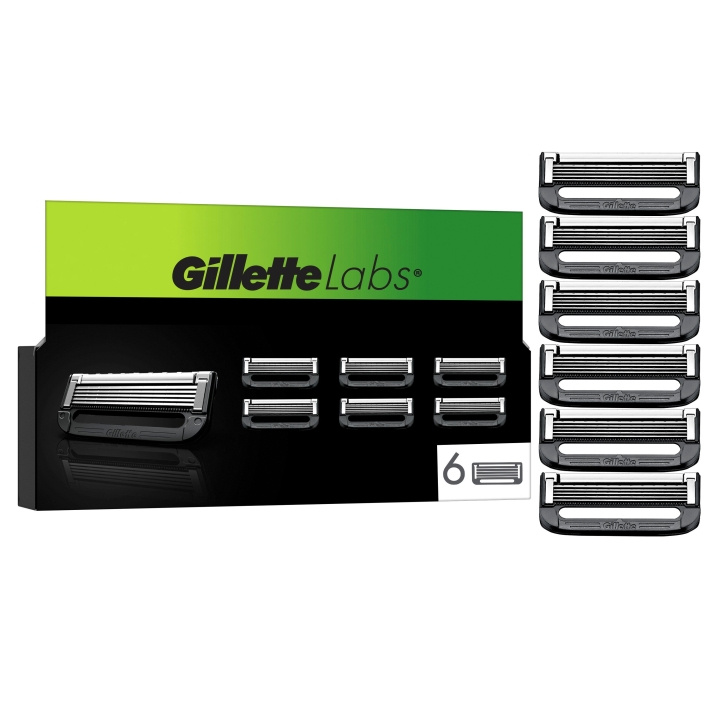 Gillette GilletteLabs Rakblad - Grön/Svart - 6 st i gruppen SKÖNHET & HÄLSA / Hår & Styling / Rakning & Trimning / Rakhyvlar & Tillbehör hos TP E-commerce Nordic AB (D19010)