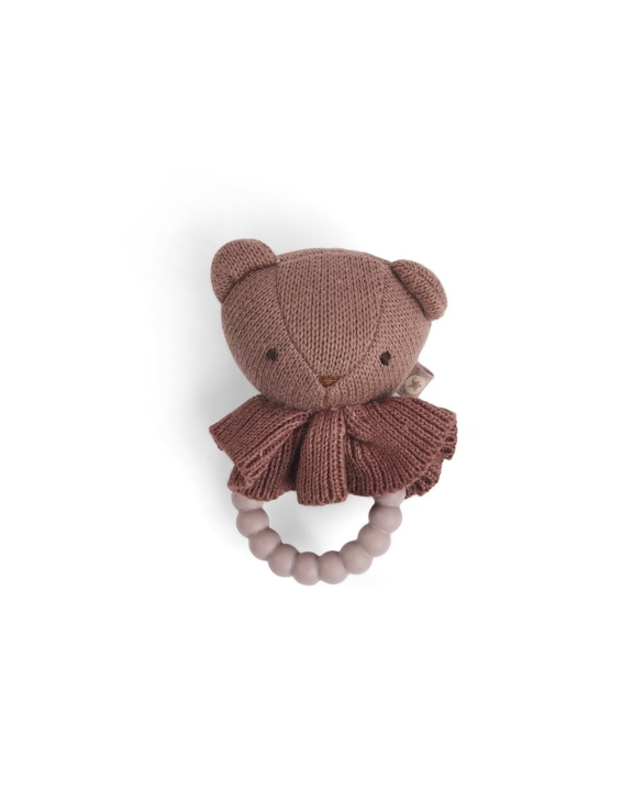 Smallstuff Skallra, björnansikte på silikonring, mörkrosa - (40008-93) i gruppen LEKSAKER, BARN- & BABYPRODUKTER / Babyleksaker / Gosedjur hos TP E-commerce Nordic AB (D19084)