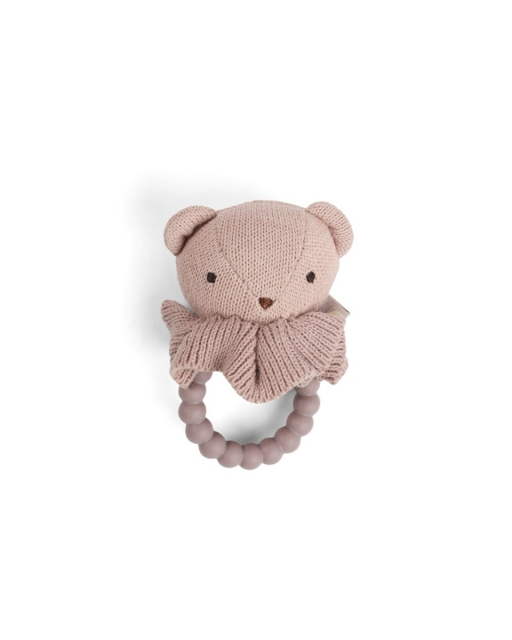Smallstuff Skallra, björnansikte på silikonring, mjuk rosa (40008-92) i gruppen LEKSAKER, BARN- & BABYPRODUKTER / Babyleksaker / Gosedjur hos TP E-commerce Nordic AB (D19093)
