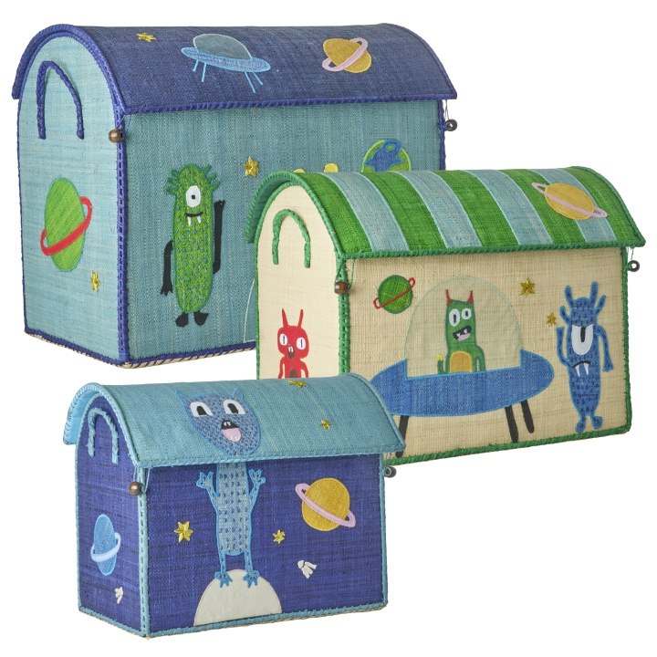 RICE Raffia Leksakskorgar med Monsters-tema - Vibrant - Set om 3 i gruppen LEKSAKER, BARN- & BABYPRODUKTER / Barnrum / Förvaring hos TP E-commerce Nordic AB (D19140)