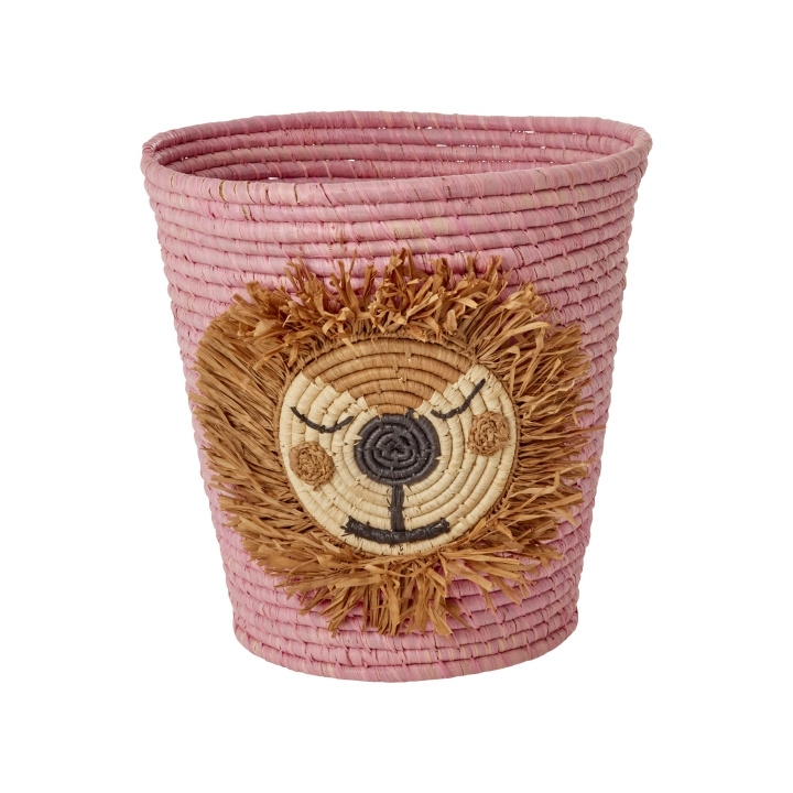 RICE Rund Raffiakorg med lejonhuvud - Rosa i gruppen LEKSAKER, BARN- & BABYPRODUKTER / Barnrum / Förvaring hos TP E-commerce Nordic AB (D19142)
