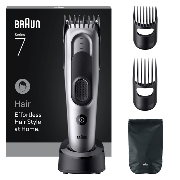 Braun Hårklippare Series 7, +5 stylingverktyg, HC7590 - Grå i gruppen SKÖNHET & HÄLSA / Hår & Styling / Rakning & Trimning / Hårtrimmers hos TP E-commerce Nordic AB (D19195)