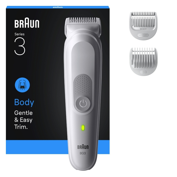 Braun Body Groomer Series 3, +3 Groomingverktyg, BG3530 - Gentle Grey i gruppen SKÖNHET & HÄLSA / Hår & Styling / Rakning & Trimning / Hårtrimmers hos TP E-commerce Nordic AB (D19196)