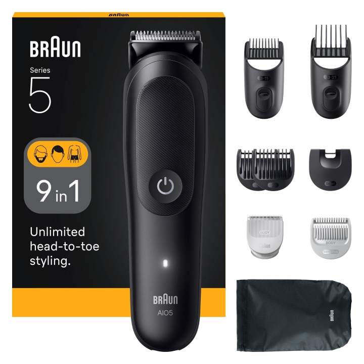 Braun All-in-One Kit Series 5, 9in1 Grooming, AIO5540 - Svart i gruppen SKÖNHET & HÄLSA / Hår & Styling / Rakning & Trimning / Rakapparater hos TP E-commerce Nordic AB (D19198)