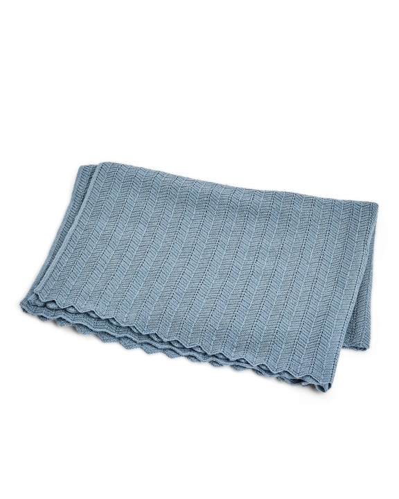 Smallstuff Babyfilt, fiskben, merinoull - Blå - 80x100 cm (70007-84) i gruppen LEKSAKER, BARN- & BABYPRODUKTER / Barntextilier / Babyfiltar hos TP E-commerce Nordic AB (D19237)