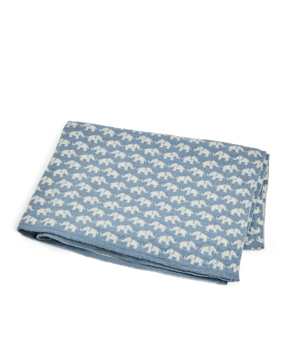 Smallstuff Babyfilt AO elefanter - Merinoull Blå - 80x100 cm (70007-91) i gruppen LEKSAKER, BARN- & BABYPRODUKTER / Barntextilier / Babyfiltar hos TP E-commerce Nordic AB (D19239)