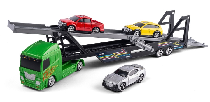 Speed Car Autotransportör med 3 bilar (40776) i gruppen LEKSAKER, BARN- & BABYPRODUKTER / Leksaker / Leksaksbilar & andra fordon hos TP E-commerce Nordic AB (D19331)