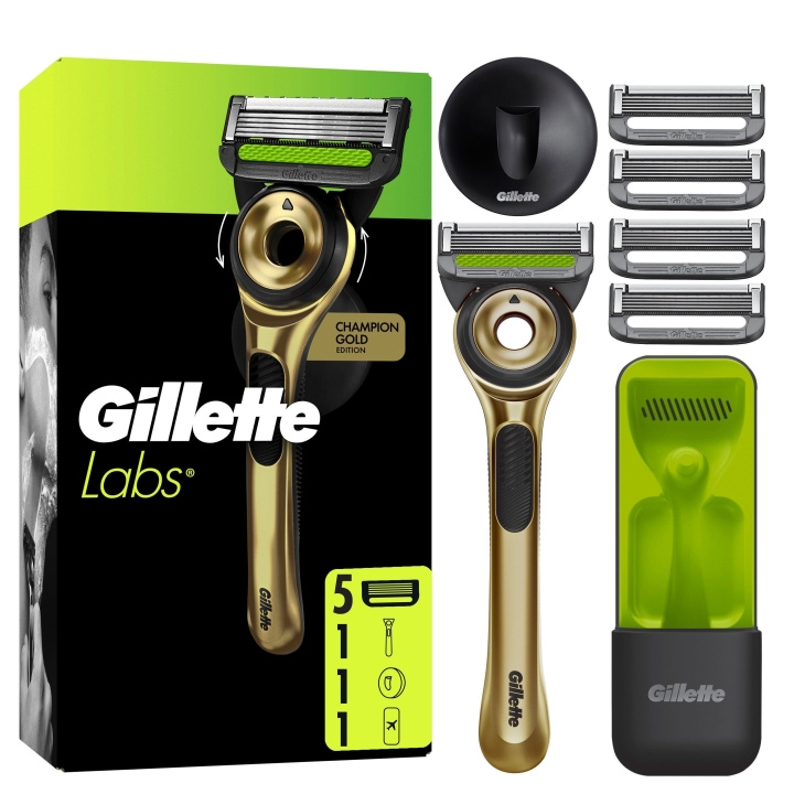 Gillette GilletteLabs With Exfoliating Bar Razor Champion Gold Edition - Grön/Svart i gruppen SKÖNHET & HÄLSA / Hår & Styling / Rakning & Trimning / Rakhyvlar & Tillbehör hos TP E-commerce Nordic AB (D19410)