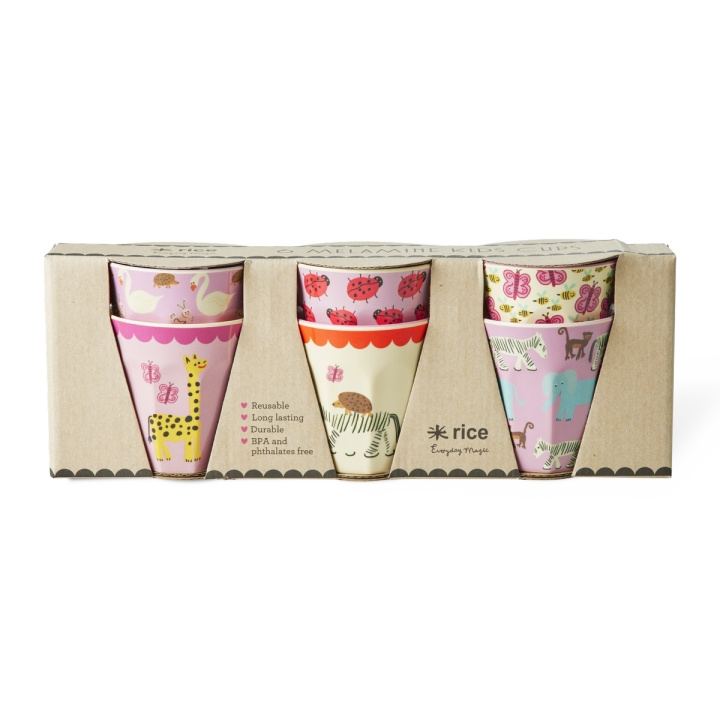 RICE Melaminmuggar med motiv av vilda djur - Rosa - Små i gruppen LEKSAKER, BARN- & BABYPRODUKTER / Äta & Dricka / Barnserviser hos TP E-commerce Nordic AB (D19414)