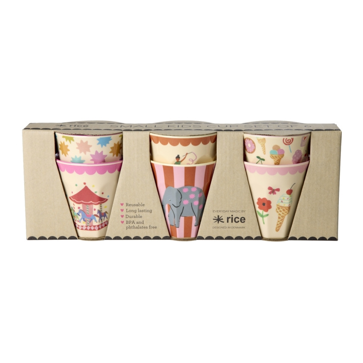 RICE Melaminmuggar med Fun Fair-tryck - Rosa - Små i gruppen LEKSAKER, BARN- & BABYPRODUKTER / Äta & Dricka / Barnserviser hos TP E-commerce Nordic AB (D19429)