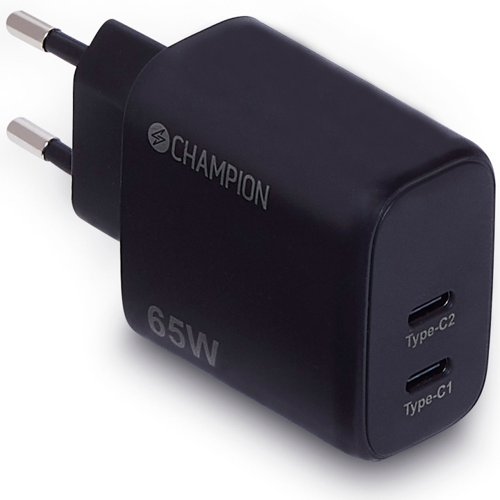 Champion Laddare 65W PD Svart i gruppen SMARTPHONE & SURFPLATTOR / Laddare & Kablar / Väggladdare hos TP E-commerce Nordic AB (D19673)
