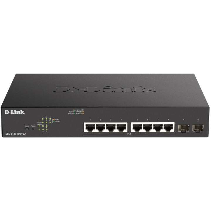 D-Link DGS-1100-10MPV2 10-port PoE+ Smart Administrerbar Gigabitswitch i gruppen DATORER & KRINGUTRUSTNING / Nätverk / Switchar hos TP E-commerce Nordic AB (D19678)