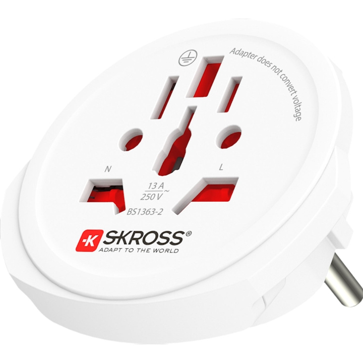 SKROSS Reseadapter Världen till Europa Jordad i gruppen HEM, HUSHÅLL & TRÄDGÅRD / El & Belysning / Reseadaptrar hos TP E-commerce Nordic AB (D19762)