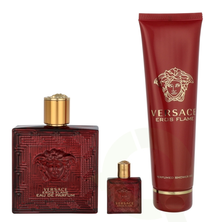 Versace Eros Flame Giftset 255 ml Edp Spray 100ml/ Bath & Shower Gel 150ml/Miniatura i gruppen SKÖNHET & HÄLSA / Presentkit hos TP E-commerce Nordic AB (D19915)