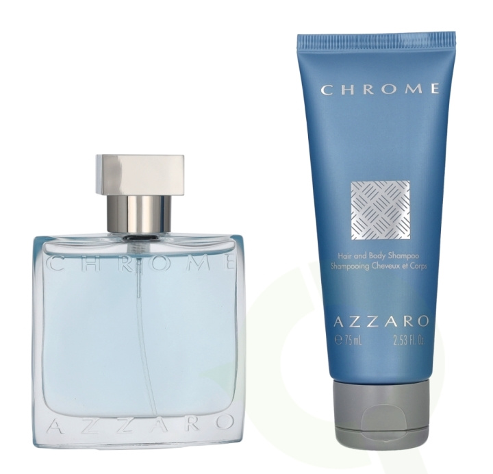 Azzaro Chrome Giftset 125 ml Edt Spray 50ml/Hair & Body Shampoo 75ml i gruppen SKÖNHET & HÄLSA / Presentkit / Presentkit För Honom hos TP E-commerce Nordic AB (D20125)