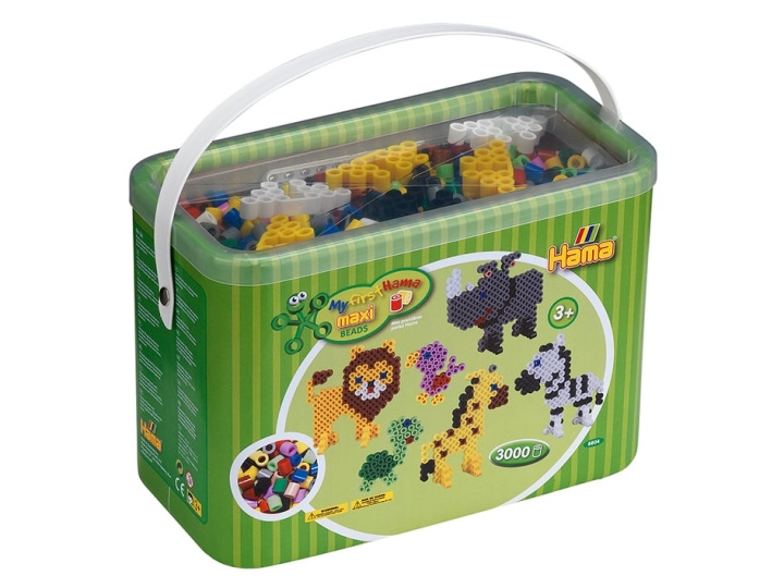 HAMA Beads Hama - Maxi Beads - 3.000 pärlor och stifttavlor i hink (8804) i gruppen SPORT, FRITID & HOBBY / Hobby / Pärlor hos TP E-commerce Nordic AB (D20356)