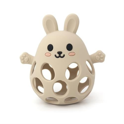 Magni Bitleksaksboll med kanin i LFGB-silikon, beige - (5731) i gruppen LEKSAKER, BARN- & BABYPRODUKTER / Babysaker / Nappar & Bitringar hos TP E-commerce Nordic AB (D20838)
