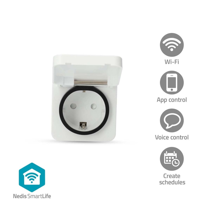 Nedis SmartLife Smart Plug | Wi-Fi | IP44 | 3680 W | Jordad kontakt | -25 - 55 °C | Android™ / IOS | Grå / Vit | 1 st i gruppen HEM, HUSHÅLL & TRÄDGÅRD / Smarta hem / Smart plugs hos TP E-commerce Nordic AB (D20923)