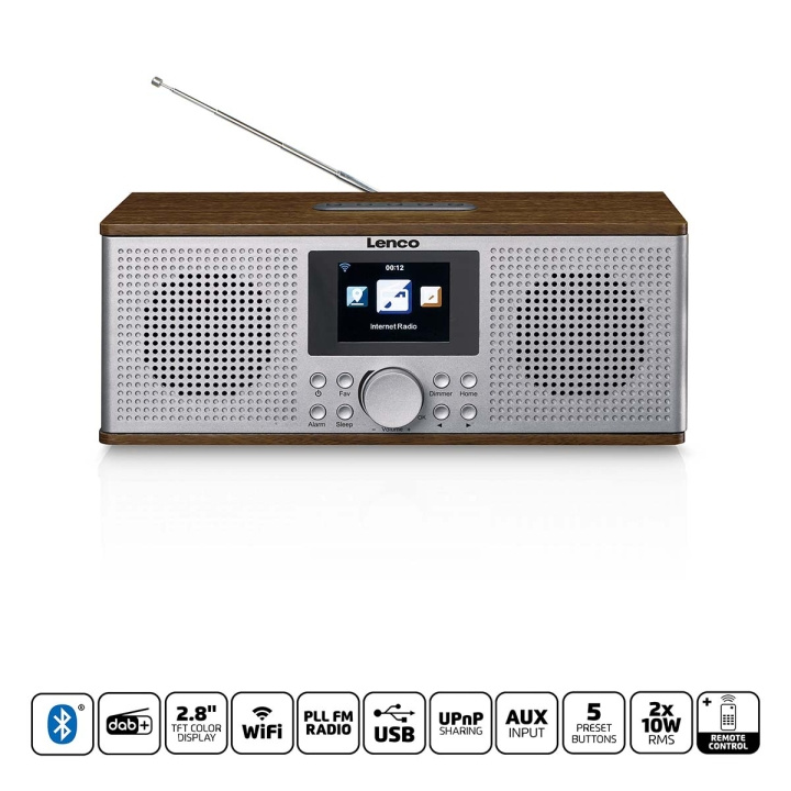 Lenco Smart Internetradio, med DAB+ / FM och Bluetooth® Wood i gruppen HEMELEKTRONIK / Ljud & Bild / Hemmabio, HiFi & Bärbart / Radio & Väckarklockor / Radio hos TP E-commerce Nordic AB (D20926)