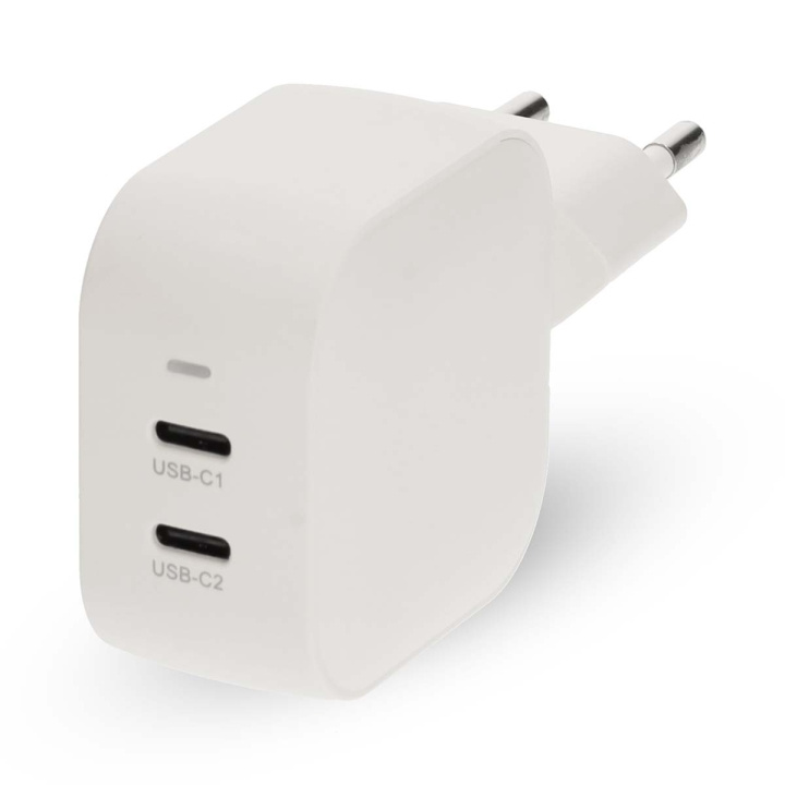 Nedis Väggladdare | 45 W | GaN | PD3.0 | Snabbladdnings funktion | 2.25 A / 3.0 A | Antal utgångar: 2 | 2x USB-C™ | Automatiskt val av Spänning | Vit