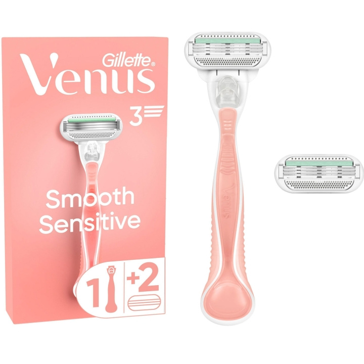 Gillette Rakhyvel Smooth Sensitive Pink + 2st rakblad i gruppen SKÖNHET & HÄLSA / Hår & Styling / Rakning & Trimning / Rakhyvlar & Tillbehör hos TP E-commerce Nordic AB (D21000)