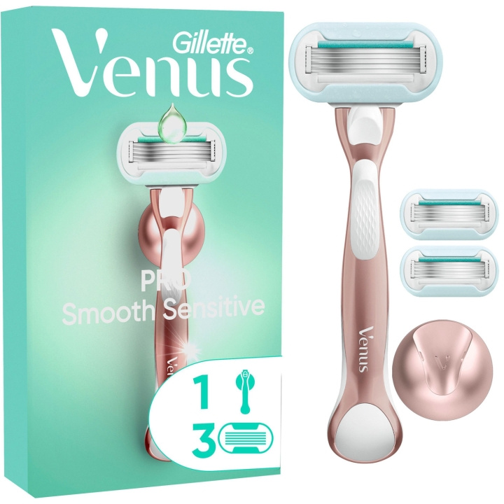 Gillette Rakhyvel Pro Smooth Sensitive + 3st rakblad i gruppen SKÖNHET & HÄLSA / Hår & Styling / Rakning & Trimning / Rakhyvlar & Tillbehör hos TP E-commerce Nordic AB (D21006)
