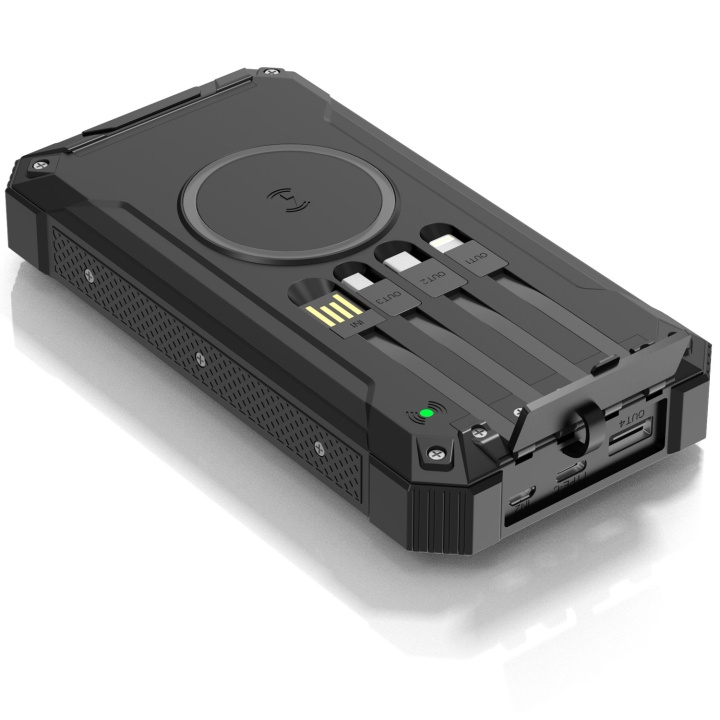 Denver PowerBank 20.000 mAh Solcell 4st kablar + trådlös laddning Svart i gruppen SMARTPHONE & SURFPLATTOR / Laddare & Kablar / Powerbanks hos TP E-commerce Nordic AB (D21014)
