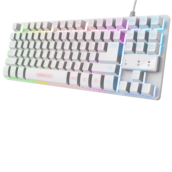 Trust GXT 833W Thado Gamingtangentbord TKL RGB Nordisk layout Vit i gruppen DATORER & KRINGUTRUSTNING / Gaming / Tangentbord hos TP E-commerce Nordic AB (D21060)
