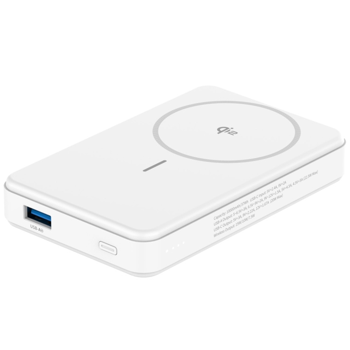 Celly PowerBank 10.000 mAh 15W Qi2 Vit i gruppen SMARTPHONE & SURFPLATTOR / Laddare & Kablar / Powerbanks hos TP E-commerce Nordic AB (D21072)
