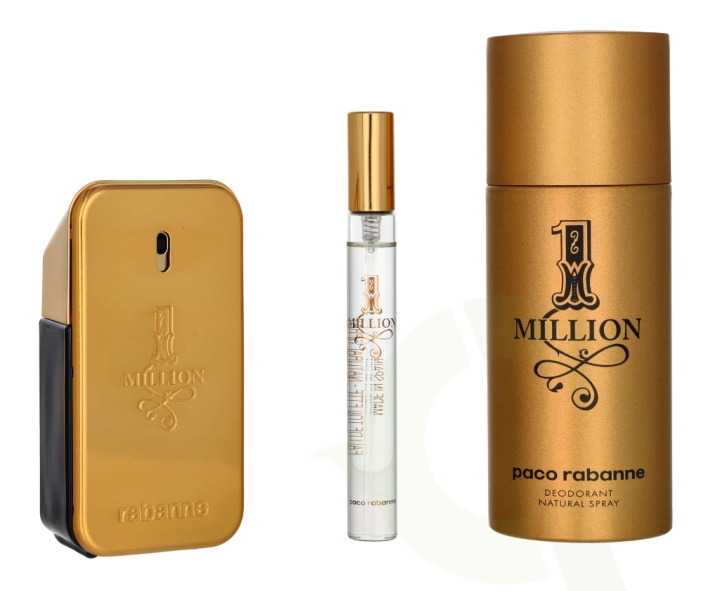 Paco Rabanne 1 Million Giftset 210 ml Edt Spray 50 ml/Deo Spray 150 ml/Edt Travel Spray 10 ml i gruppen SKÖNHET & HÄLSA / Doft & Parfym / Parfym / Parfym för honom hos TP E-commerce Nordic AB (D21275)