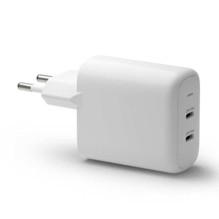 dbramante1928 Re-charge - Väggladdare GaN - 2x USB-C 25W EU - Vit i gruppen SMARTPHONE & SURFPLATTOR / Laddare & Kablar / Väggladdare / Väggladdare Typ C hos TP E-commerce Nordic AB (D21447)
